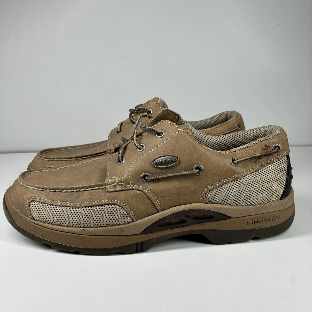 Irish Setter Lakeside 3812 Men's 11.5 Extra Wide Tan Leather Boat Shoes Red Wing